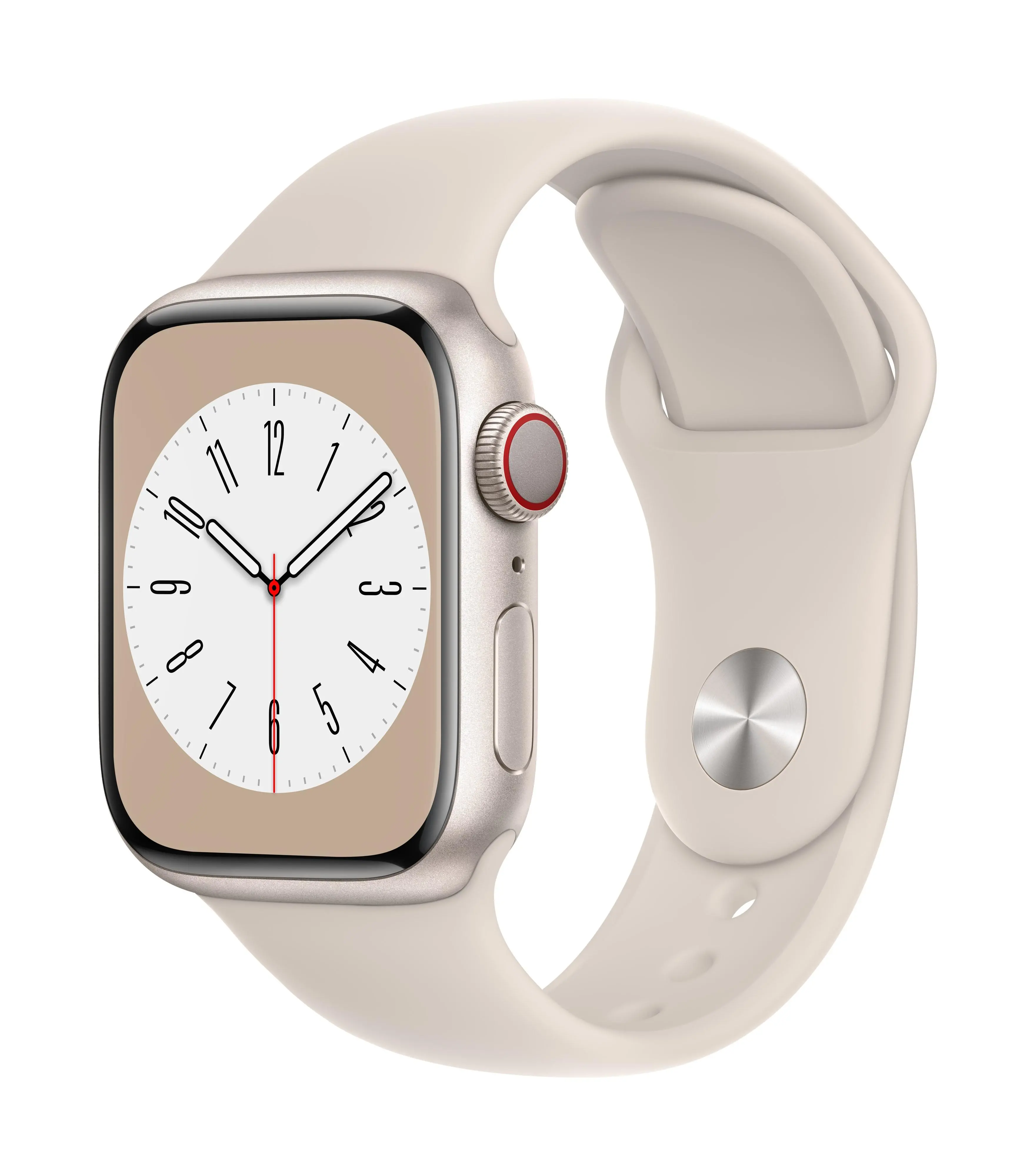 Apple Watch Series 8 GPS+Cellular 41mm koperta z aluminium księżycowa poświata -  pasek sportowy księżycowa poświata
