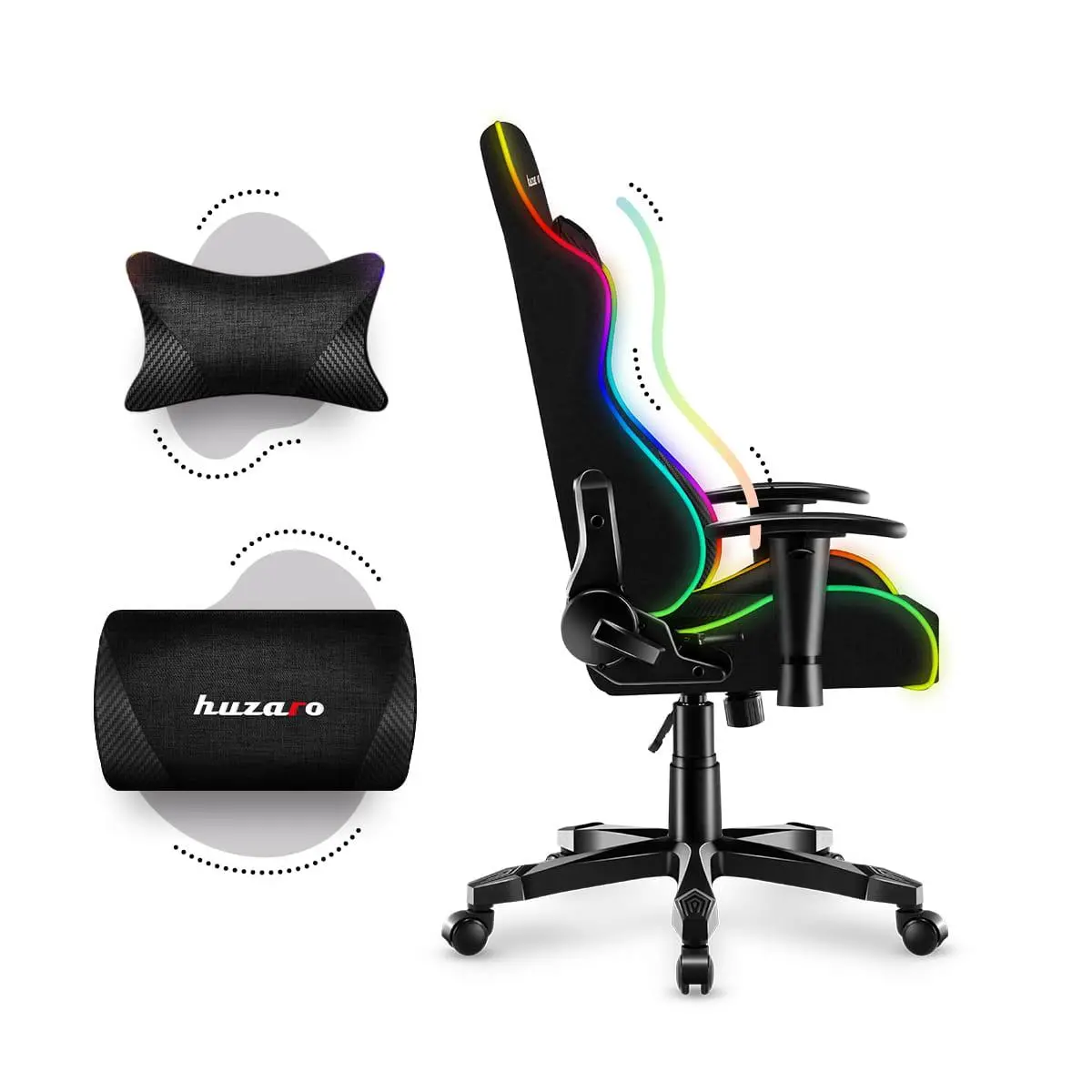 Fotel Huzaro Ranger 6.0 RGB Mesh Dla dzieci do 130kg Tkanina Czarny