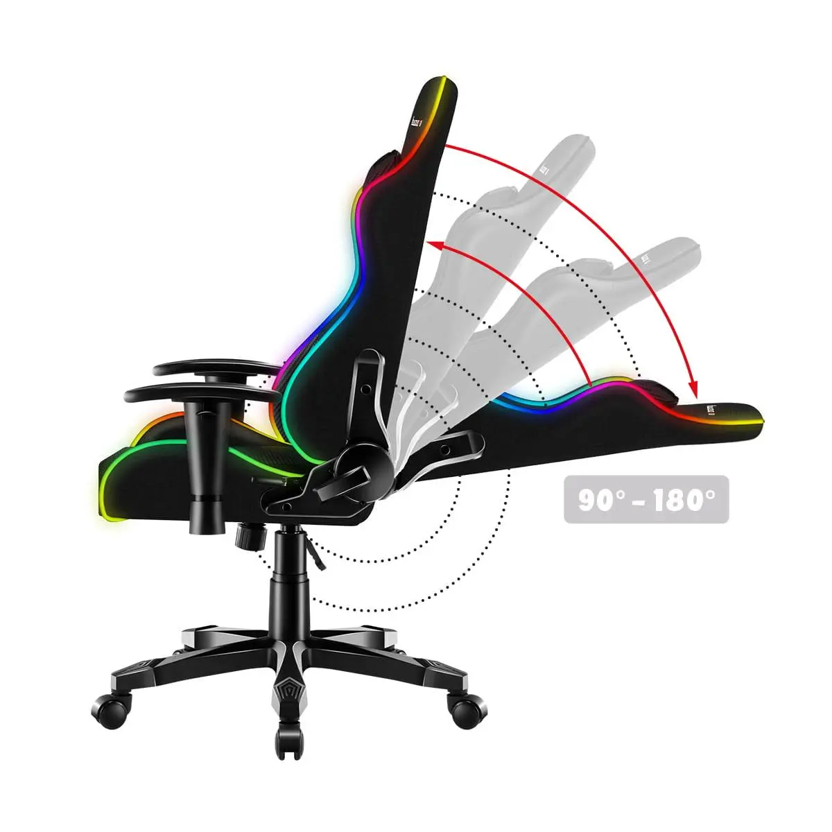 Fotel Huzaro Ranger 6.0 RGB Mesh Dla dzieci do 130kg Tkanina Czarny
