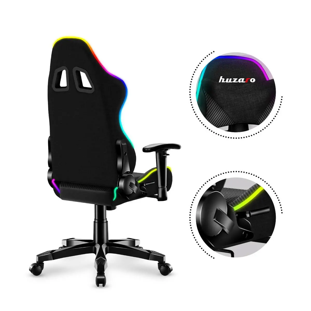 Fotel Huzaro Ranger 6.0 RGB Mesh Dla dzieci do 130kg Tkanina Czarny