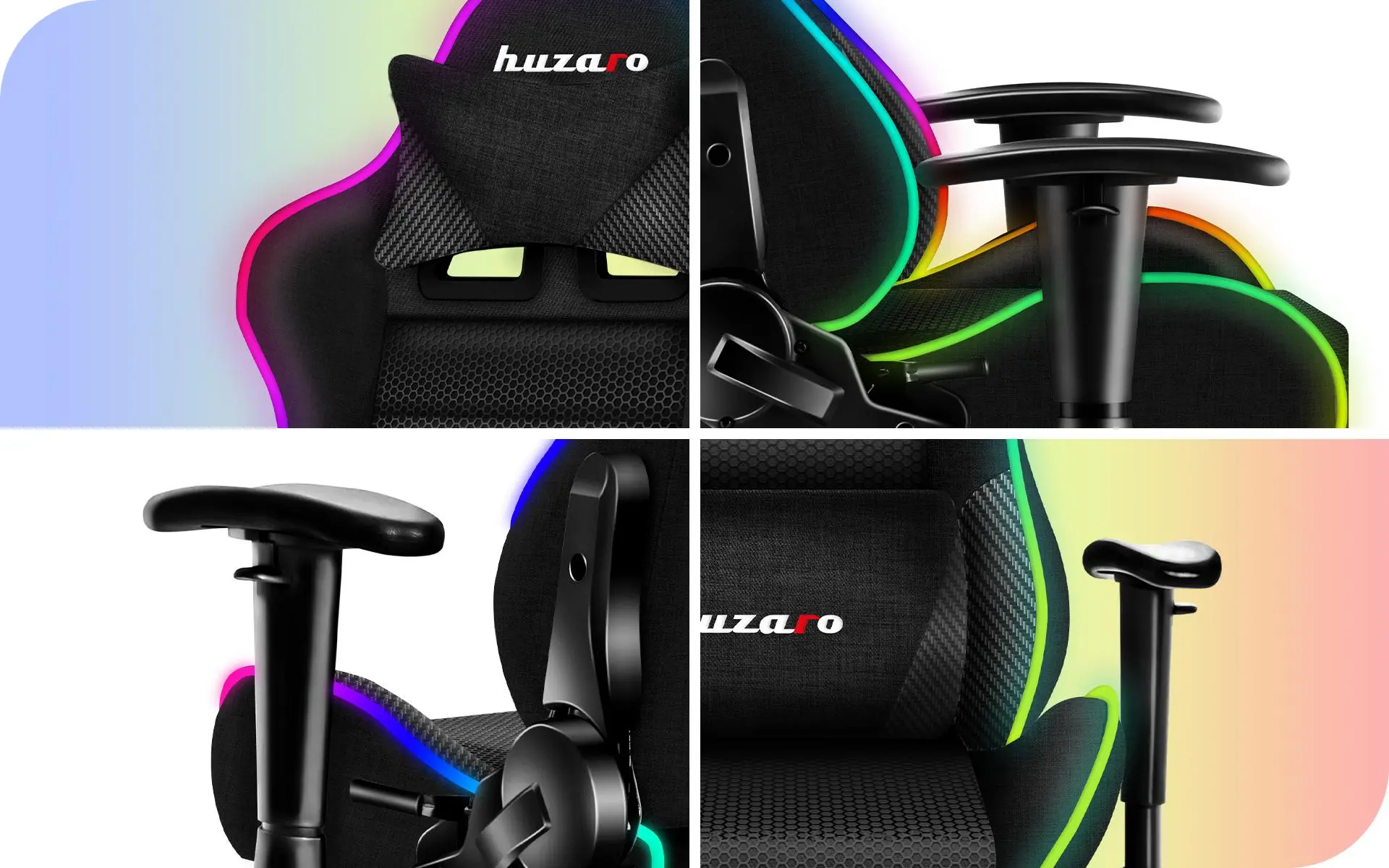 Fotel Huzaro Ranger 6.0 RGB Mesh Dla dzieci do 130kg Tkanina Czarny