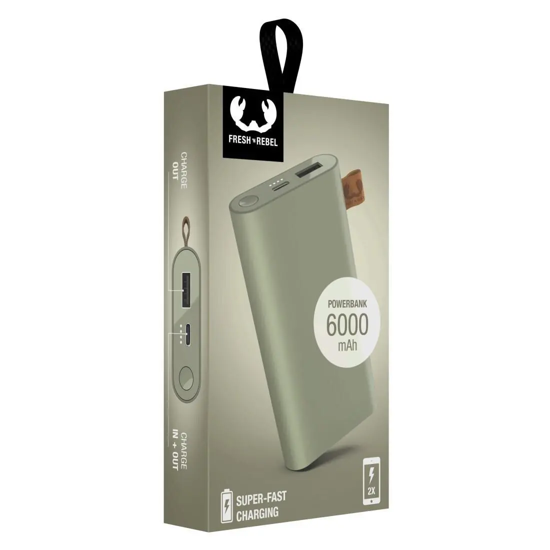 Powerbank Fresh 'n Rebel 6000mAh USB-C Dried green