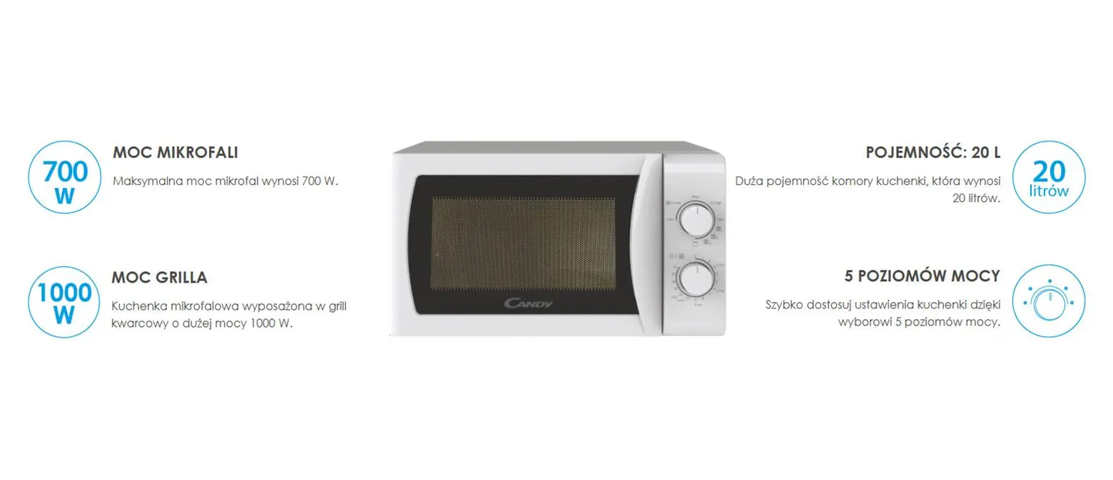 Kuchenka mikrofalowa Candy Idea CMG20SMW Grill