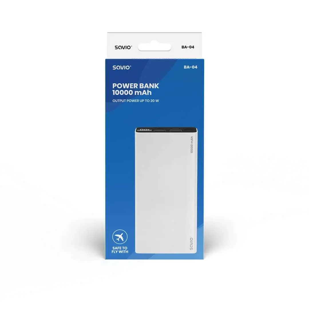 Powerbank Savio BA-04 10000mAh 20W Biały