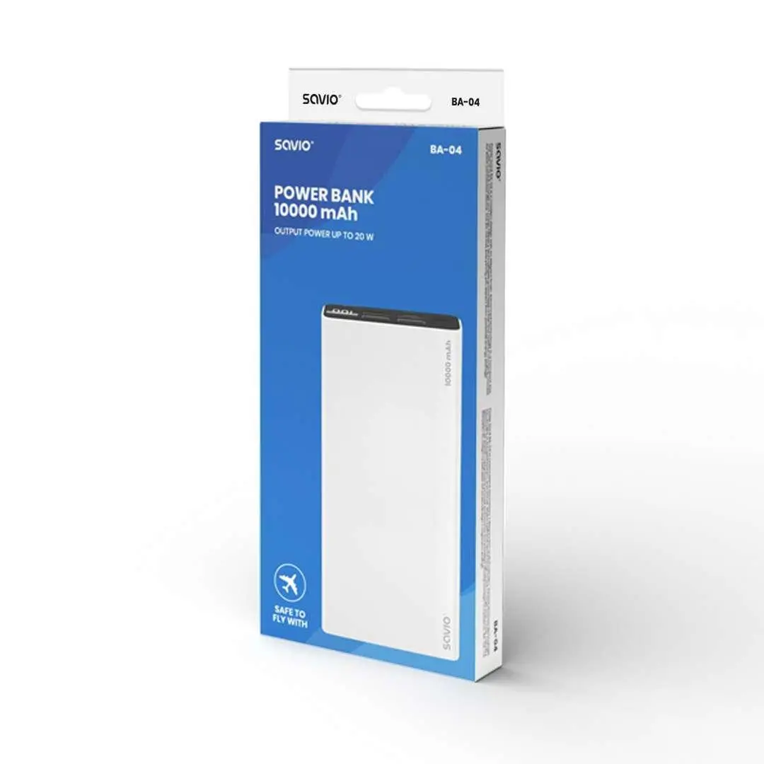 Powerbank Savio BA-04 10000mAh 20W Biały