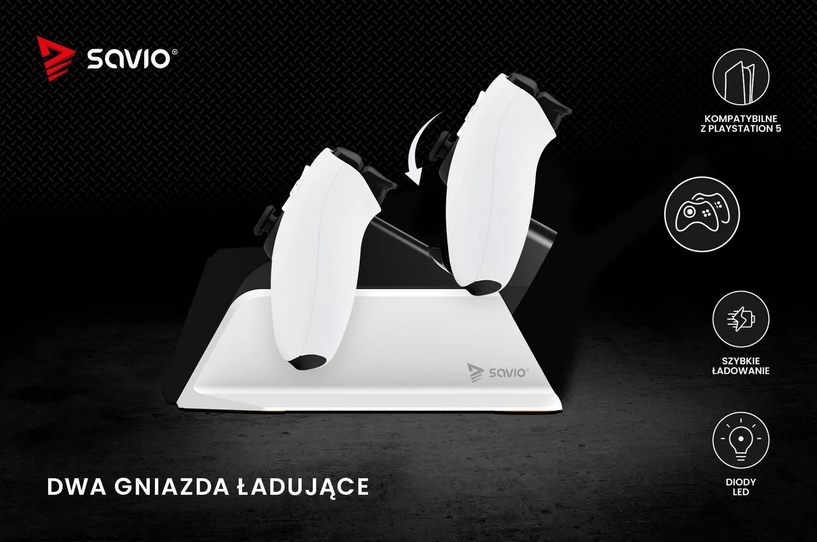 Ładowarka Savio GCS-01 podwójna stacja ładująca do padów PS5 DualSense