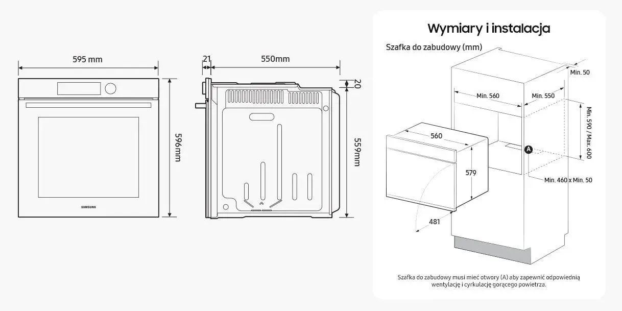 Piekarnik elektryczny parowy Samsung Bespoke NV7B7997AAK Dual Cook Termoobieg AirFry Termosonda Zdalne sterowanie Czarny
