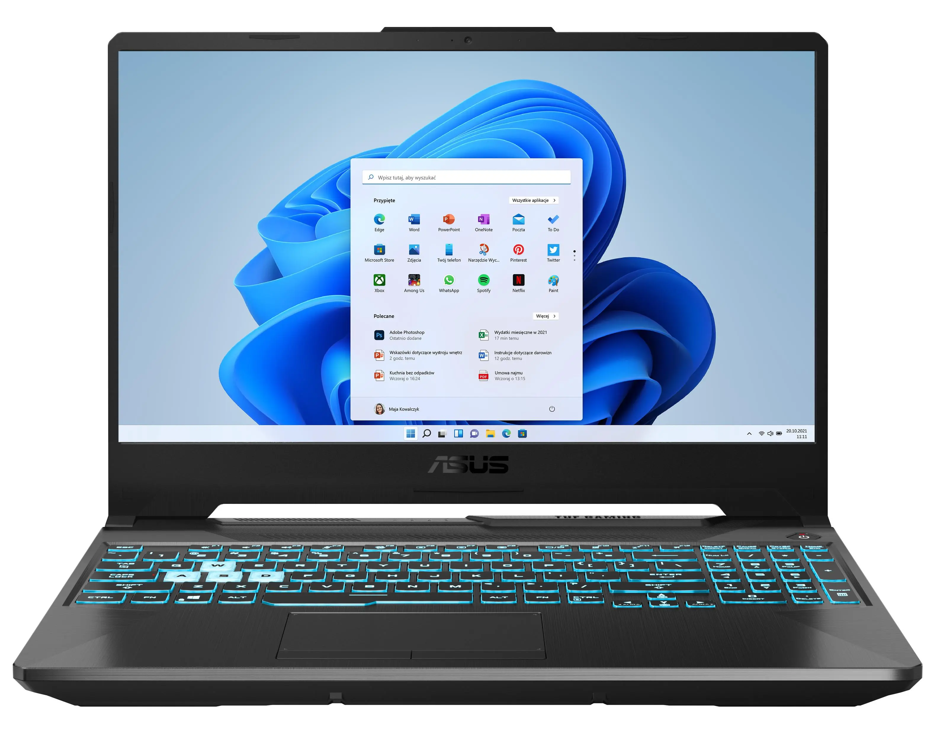 Laptop gamingowy ASUS TUF Gaming A15 FA506QM-HN008W 15,6'' 144Hz R7 5800H 16GB RAM 512GB Dysk SSD RTX3060 Win11 Czarny