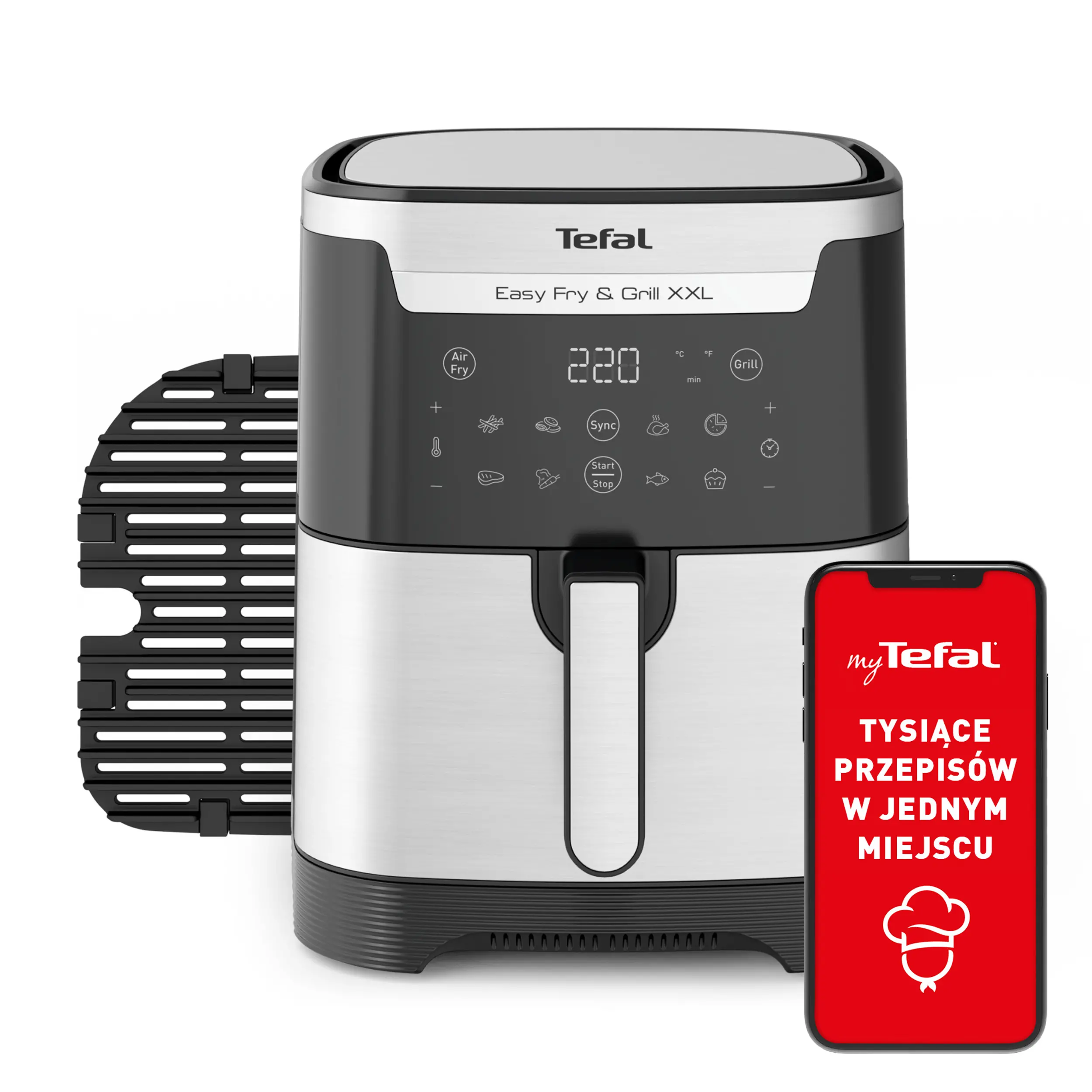 Frytkownica beztłuszczowa Tefal Easy Fry & Grill XXL EY801 1830W 6,5l Aplikacja mobilna