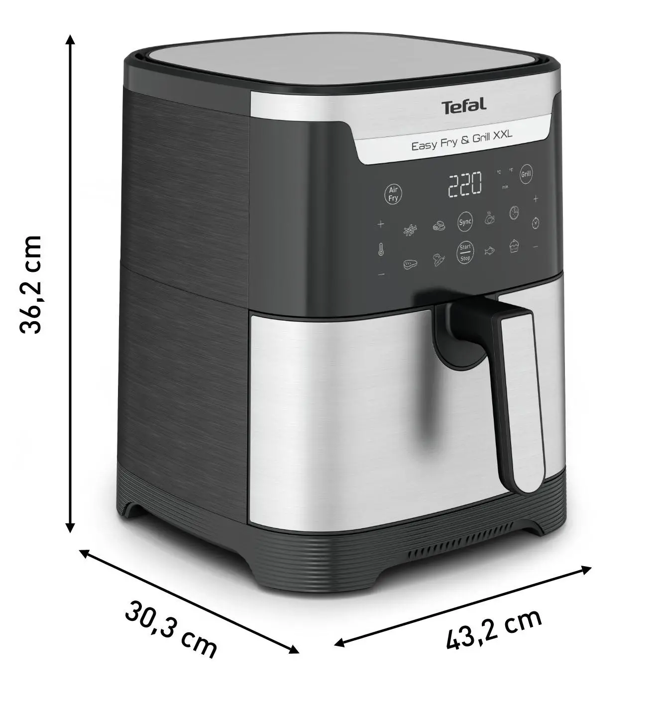 Frytkownica beztłuszczowa Tefal Easy Fry & Grill XXL EY801 1830W 6,5l Aplikacja mobilna
