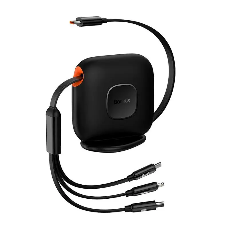 Kabel Baseus Traction 3w1 USB-C Lightning micro 100W 1,7m Czarny