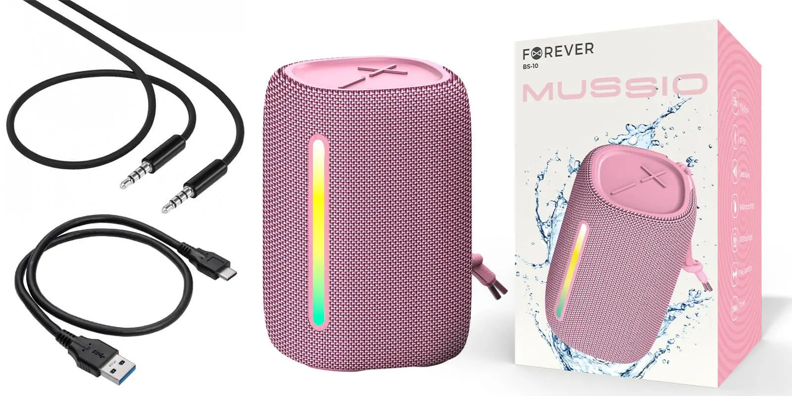 Głośnik Bluetooth Forever BS-10 LED 10W Różowy