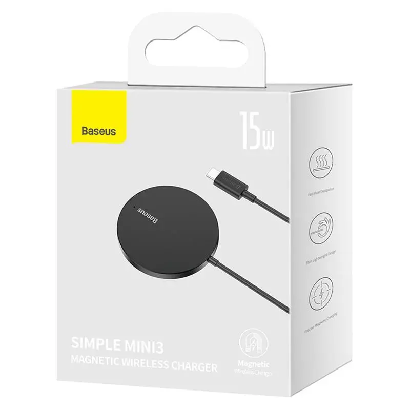 Ładowarka indukcyjna Baseus Simple Mini3 15W Czarny