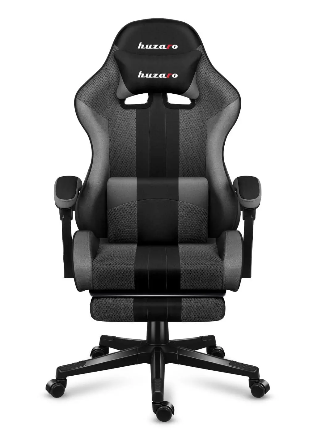 Fotel Huzaro Force 4.7 Grey Mesh Gamingowy do 140kg Tkanina Czarno-szary