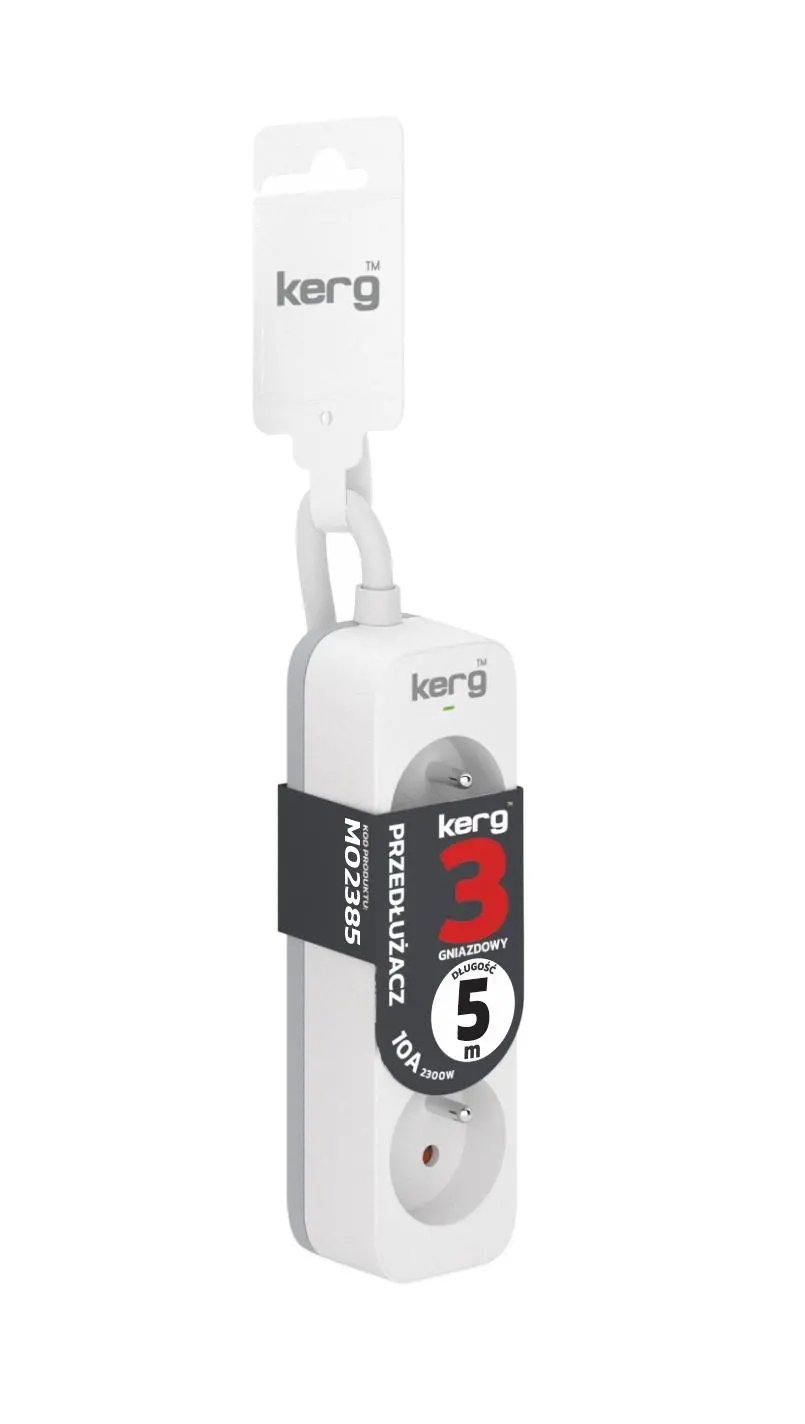 Przedłużacz Kerg M02385 3 gniazda 5m Biały