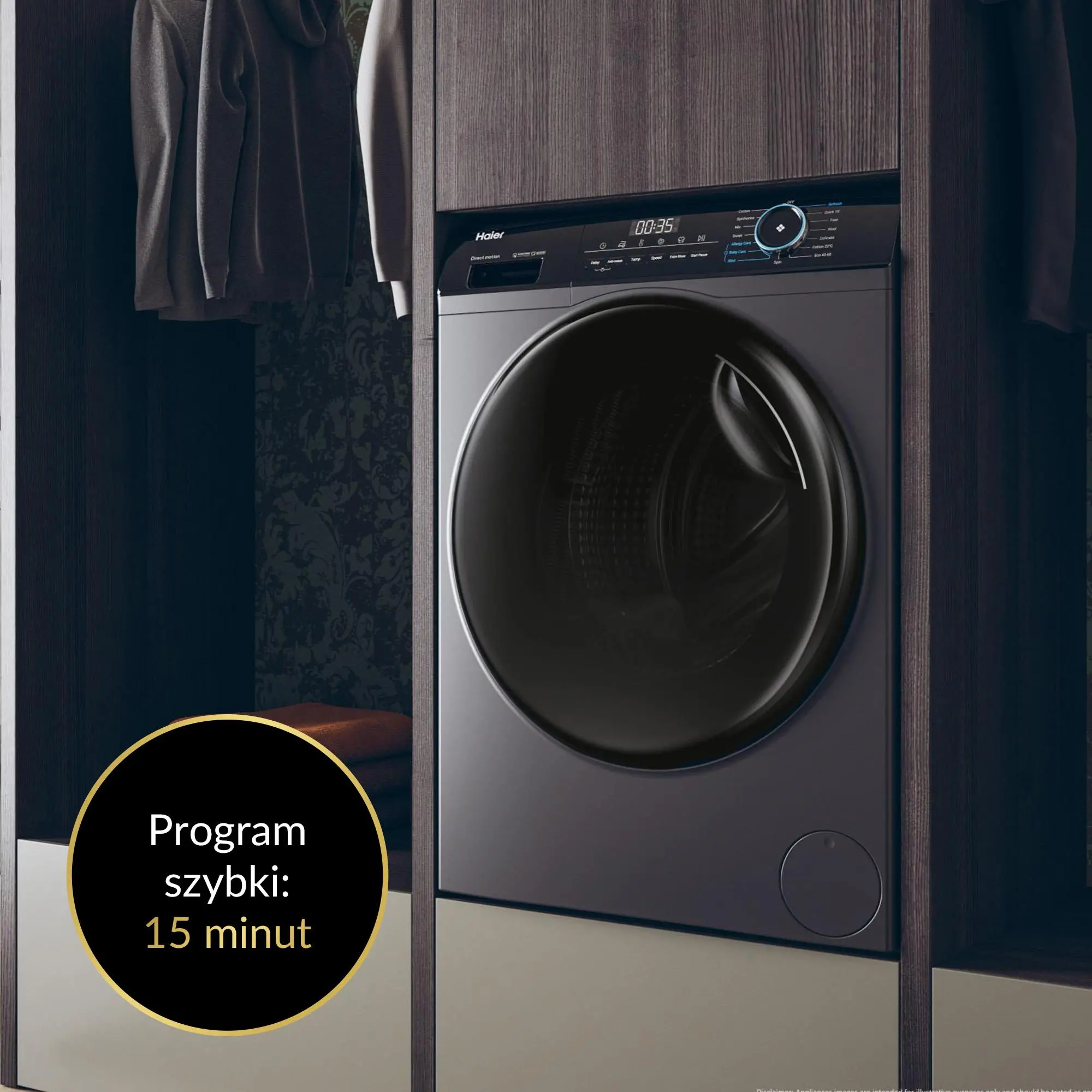 Pralko-suszarka Haier I-Pro 3 HWD80-B14939S8-S Silent Inverter 60cm 8kg/5kg