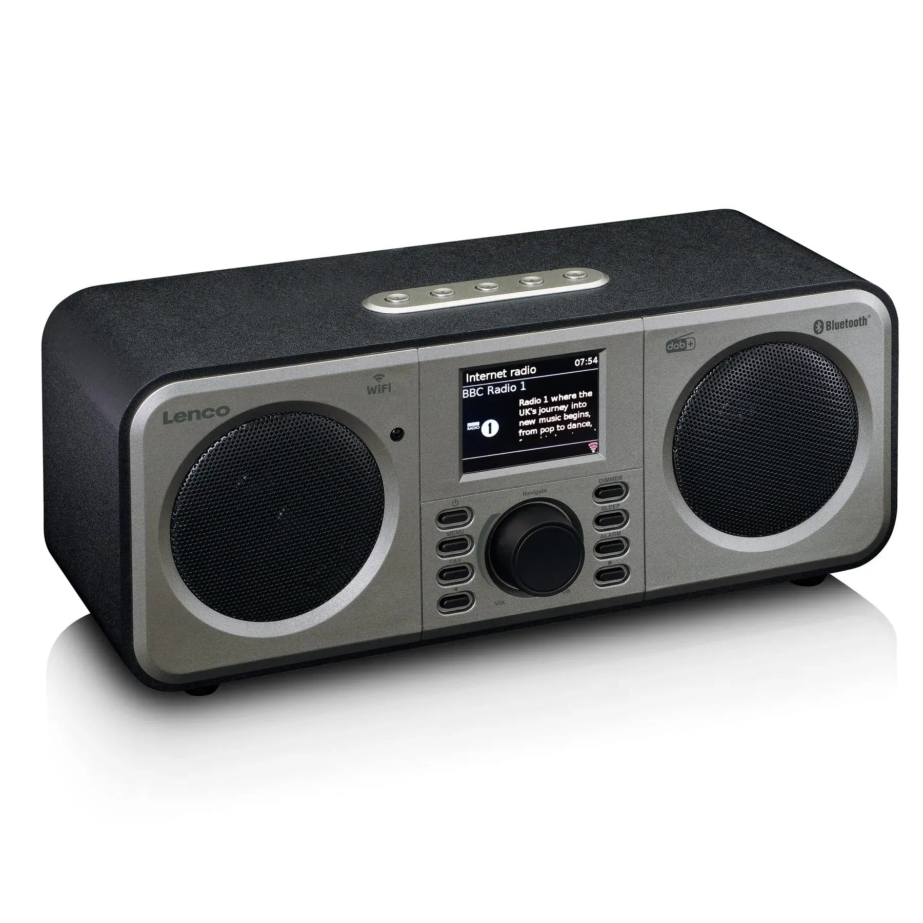 Radioodbiornik Lenco DIR-141BK Radio FM DAB+ Internetowe Bluetooth Czarno-srebrny