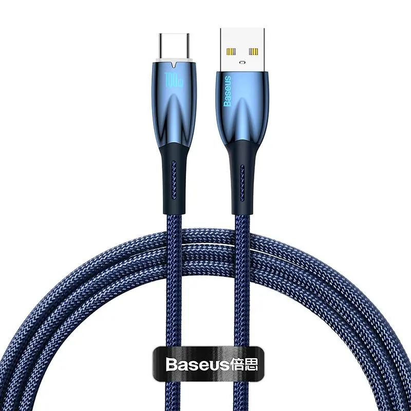 Kabel Baseus USB-C Glimmer 100W 1m Niebieski