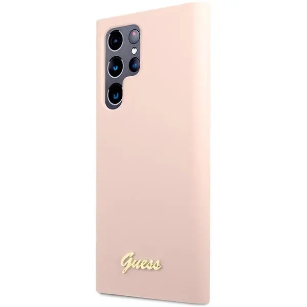 Etui Guess Silicone Script Metal Logo GUHCS23LLSLMGPP do Samsung Galaxy S23 Ultra