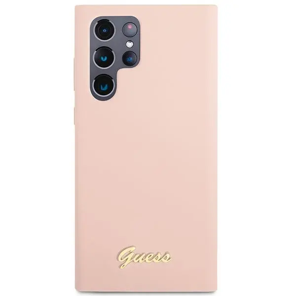 Etui Guess Silicone Script Metal Logo GUHCS23LLSLMGPP do Samsung Galaxy S23 Ultra