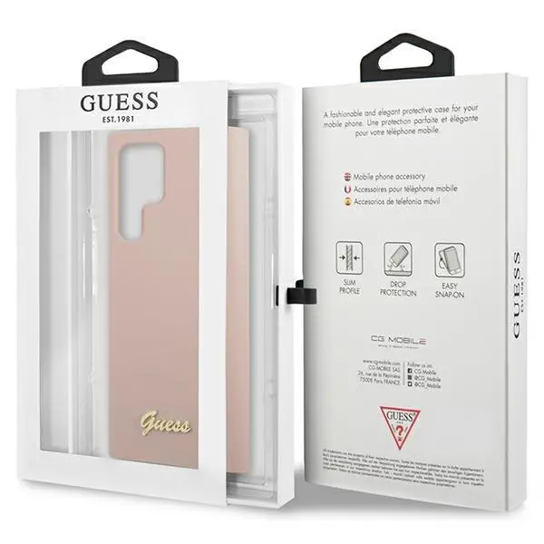 Etui Guess Silicone Script Metal Logo GUHCS23LLSLMGPP do Samsung Galaxy S23 Ultra