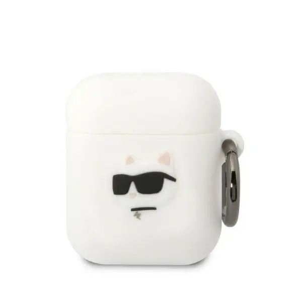Etui na słuchawki Karl Lagerfeld Silicone Choupette Head 3D do AirPods 1/2 Biały