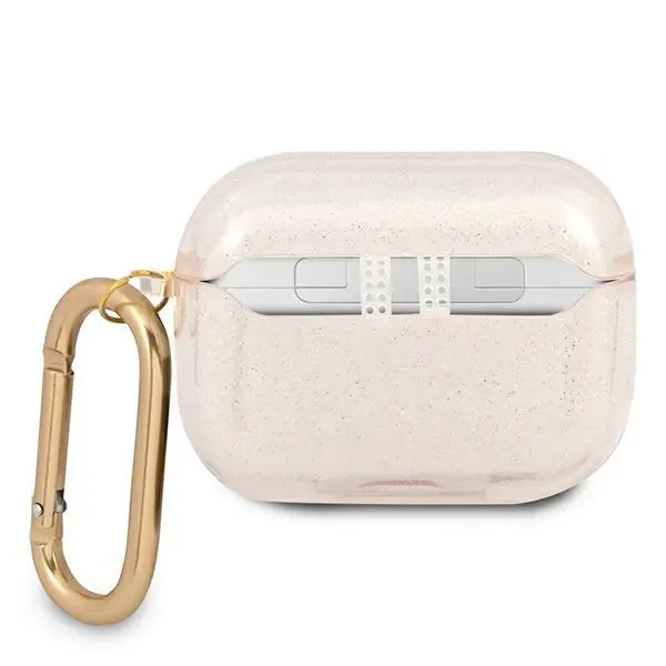 Etui na słuchawki Guess Glitter Collection do AirPods Pro Przezroczysty/Złoty
