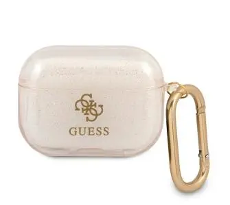 Etui na słuchawki Guess Glitter Collection do AirPods Pro Przezroczysty/Złoty