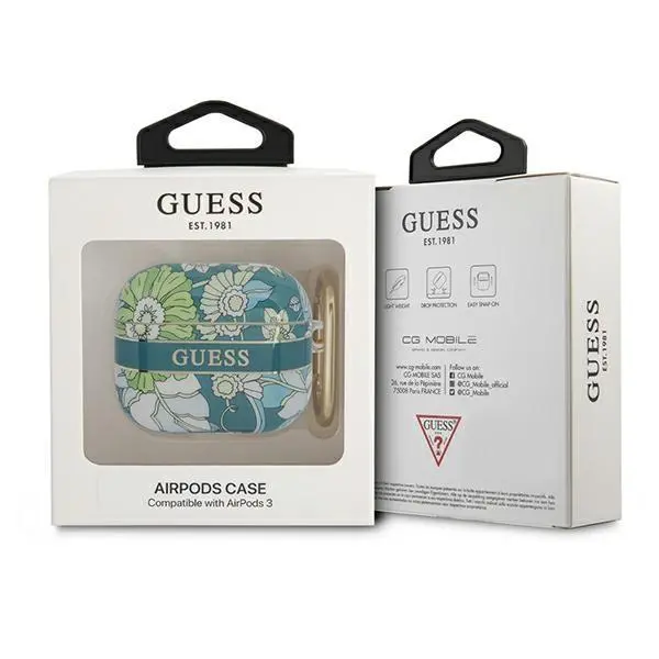 Etui na słuchawki Guess Flower Strap Collection do AirPods 3 Niebieski