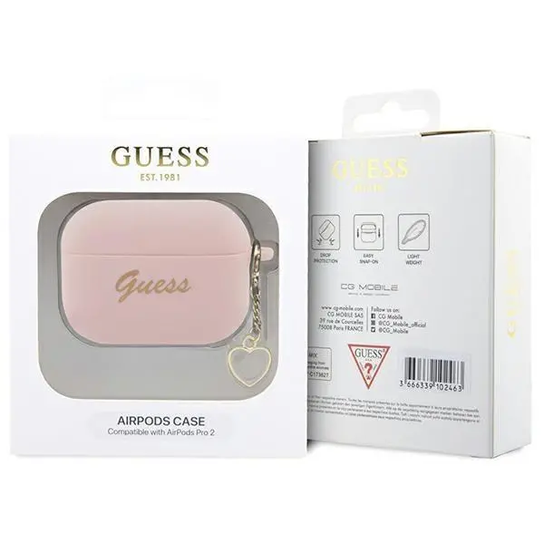 Etui na słuchawki Guess Silicone Charm Heart Collection GUAP2LSCHSP do AirPods Pro 2 Rózowy