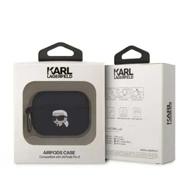 Etui na słuchawki Karl Lagerfeld Silicone Karl Head 3D do AirPods Pro 2 Czarny