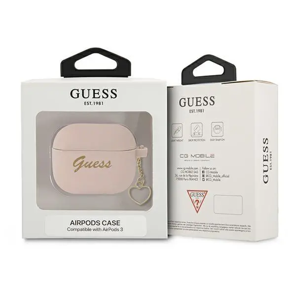 Etui na słuchawki Guess Silicone Charm Heart Collection do AirPods 3 Różowy