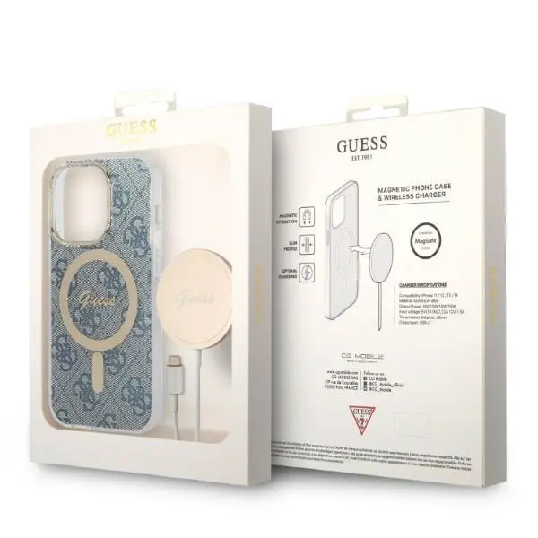 Zestaw Guess GUBPP14XH4EACSB  ładowarka indukcyjna + etui 4G Print MagSafe do iPhone 14 Pro Max