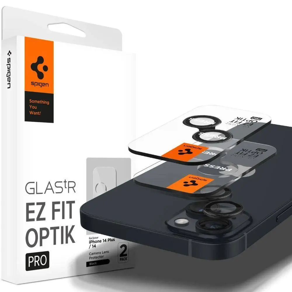 Szkło hartowane Spigen AGL05213 na aparat Glas tR EZ Fit Optik Pro do iPhone 14/14 Plus czarne - 2 – pack