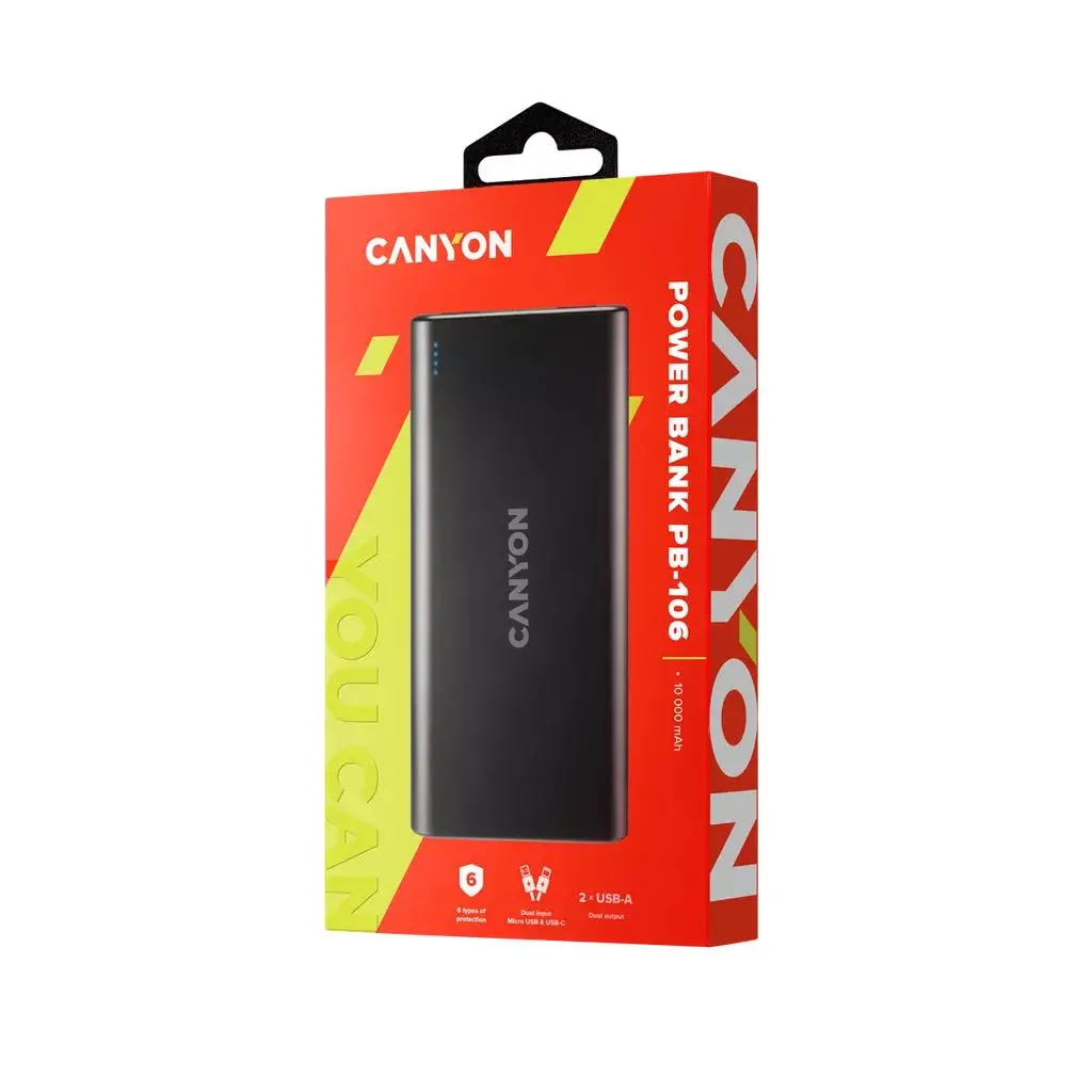 Powerbank Canyon PB-106 Czarny 10000mAh Czarny