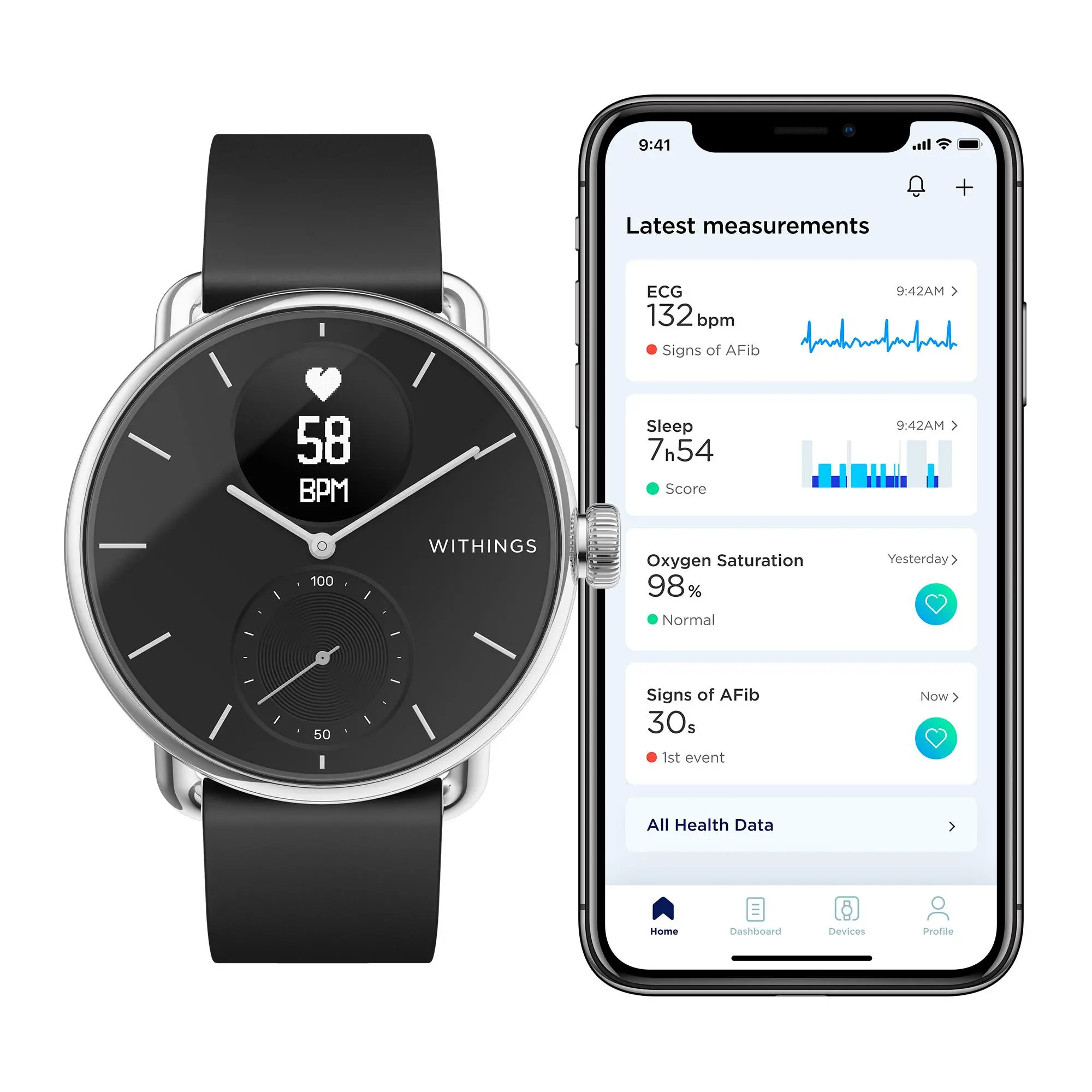 Smartwatch Withings Scanwatch 38mm GPS Czarny