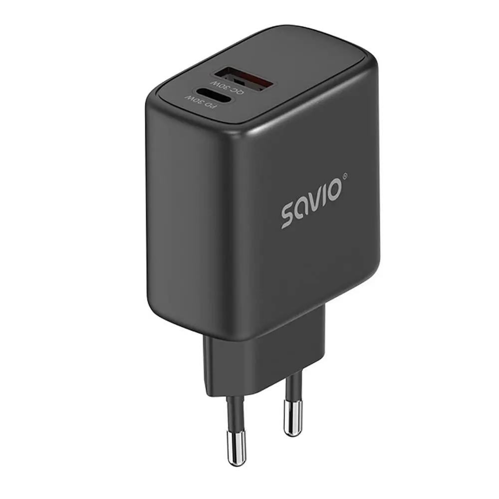 Ładowarka sieciowa Savio LA-06 30W QC PD 3.0 Czarny