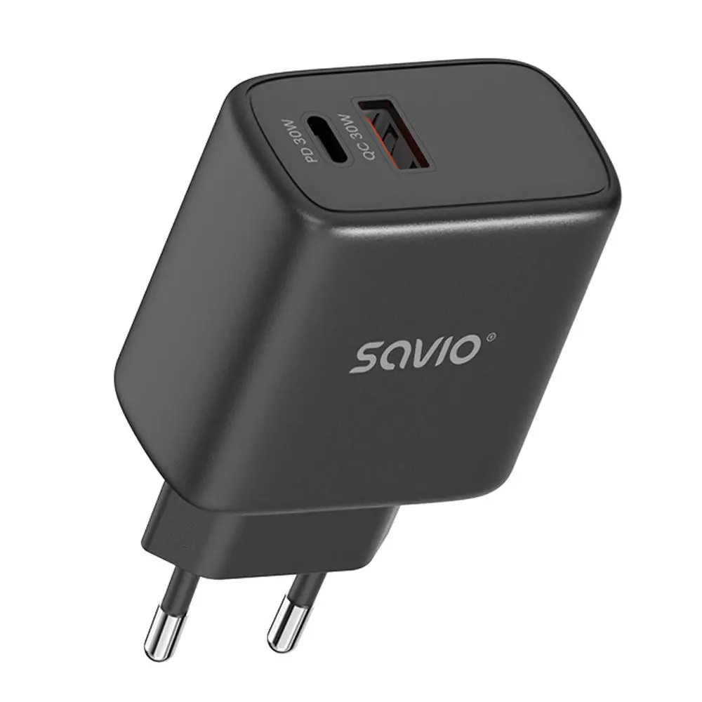 Ładowarka sieciowa Savio LA-06 30W QC PD 3.0 Czarny