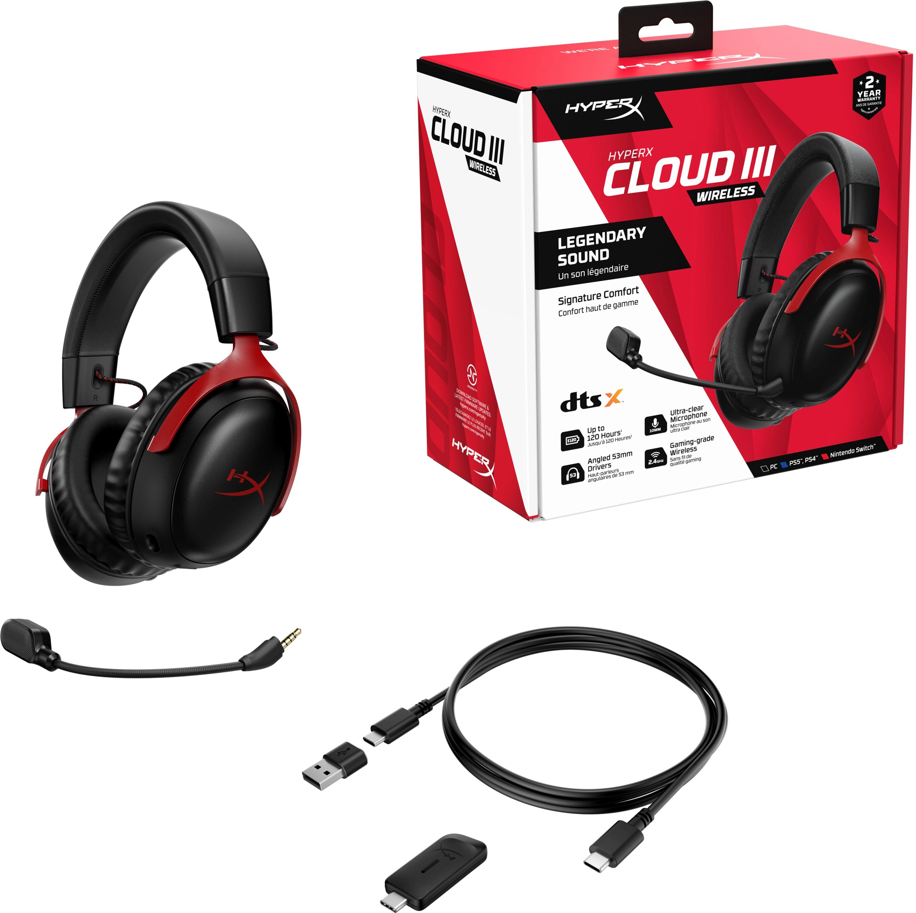 Słuchawki bezprzewodowe z mikrofonem HyperX Cloud III Wireless Nauszne Czarno-czerwony
