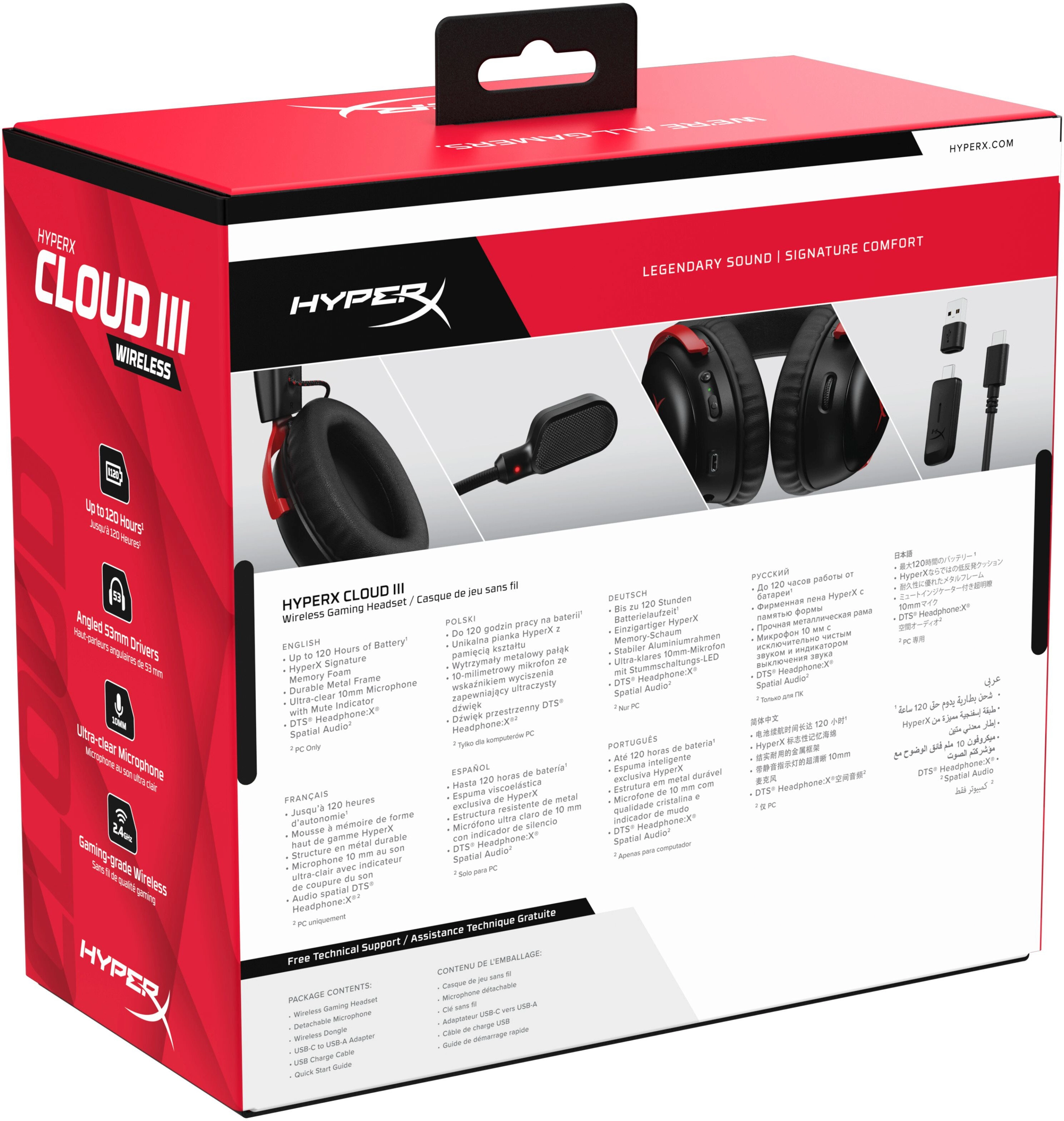 Słuchawki bezprzewodowe z mikrofonem HyperX Cloud III Wireless Nauszne Czarno-czerwony