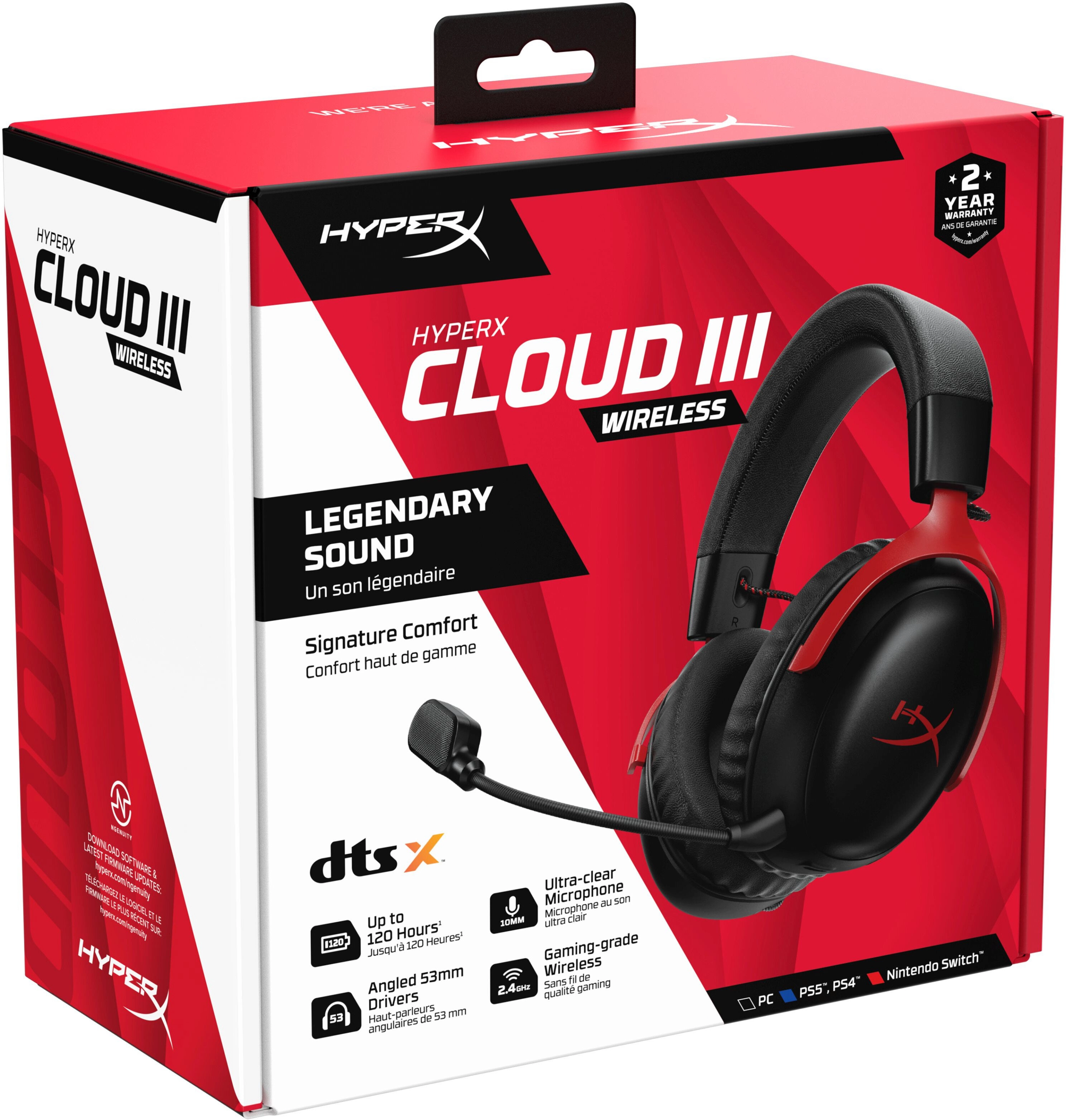 Słuchawki bezprzewodowe z mikrofonem HyperX Cloud III Wireless Nauszne Czarno-czerwony