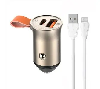 Ładowarka samochodowa Ldnio C509Q USB USB-C 30W kabel Lightning Czarny