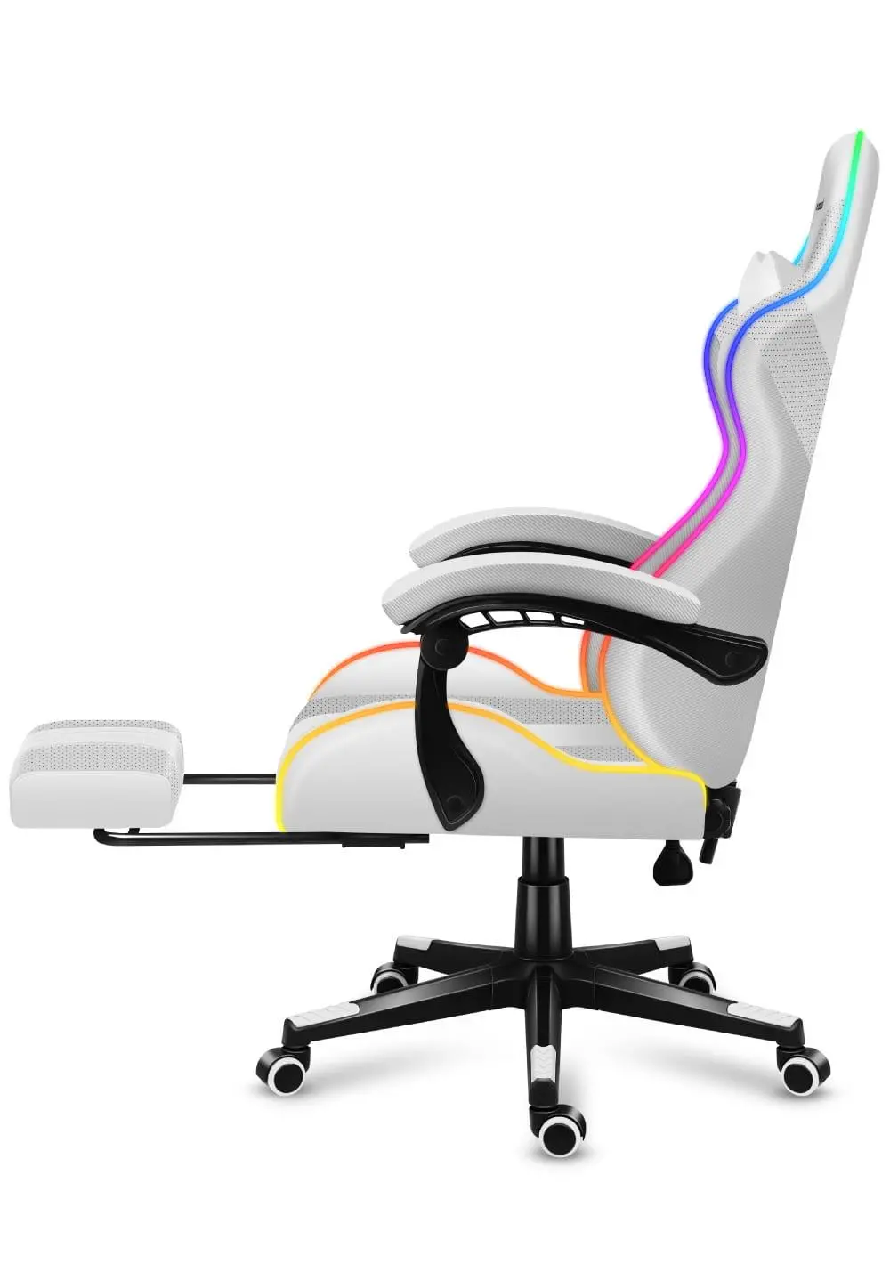 Fotel Huzaro Force 4.7 RGB White Mesh Gamingowy do 140kg Tkanina Biały