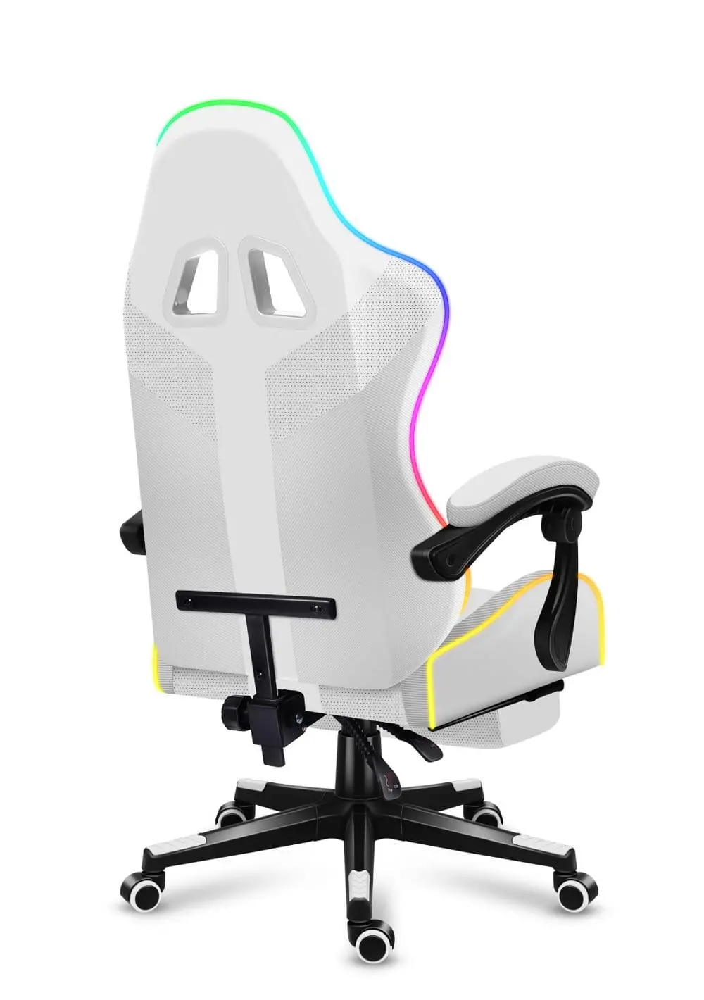 Fotel Huzaro Force 4.7 RGB White Mesh Gamingowy do 140kg Tkanina Biały