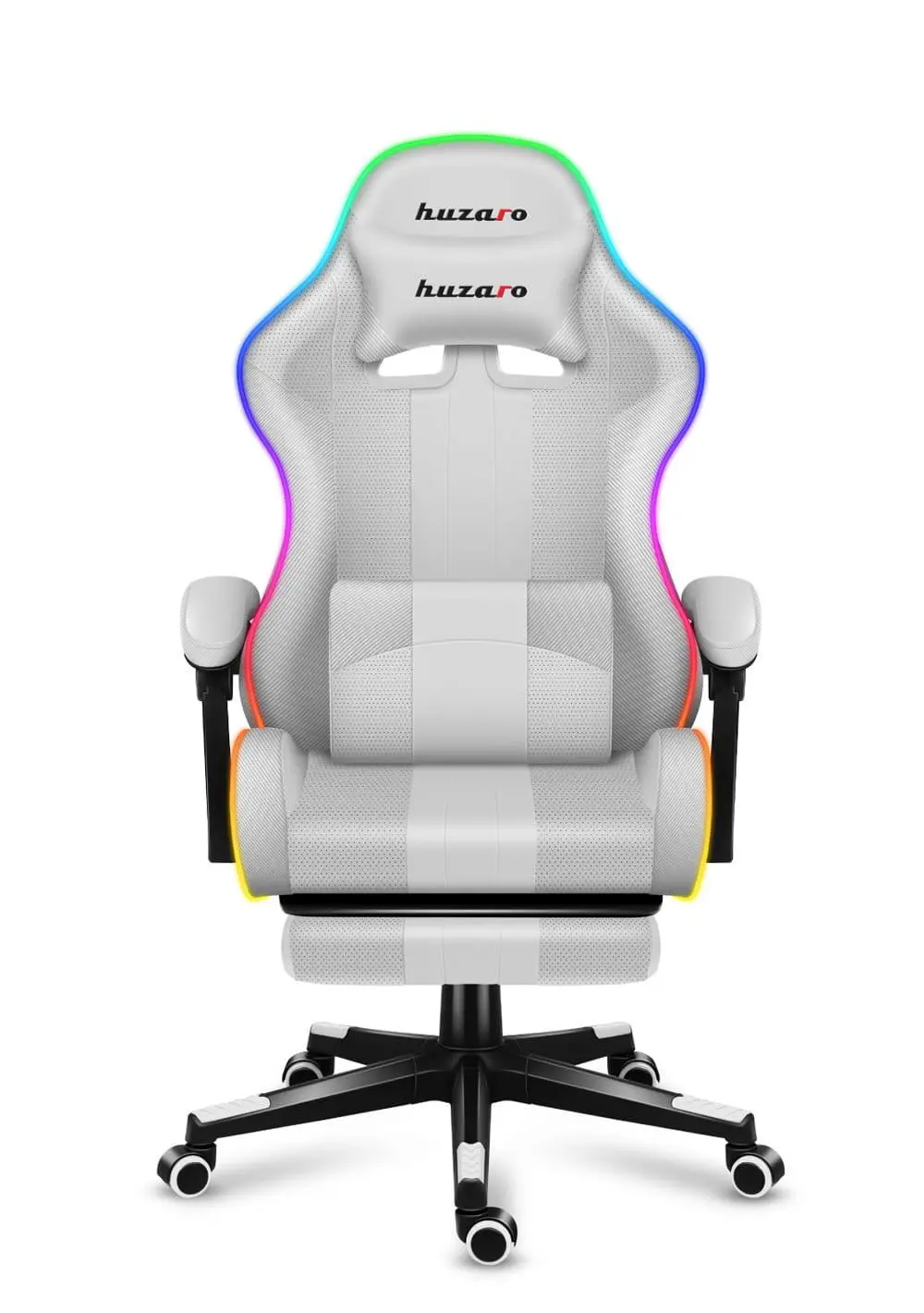 Fotel Huzaro Force 4.7 RGB White Mesh Gamingowy do 140kg Tkanina Biały