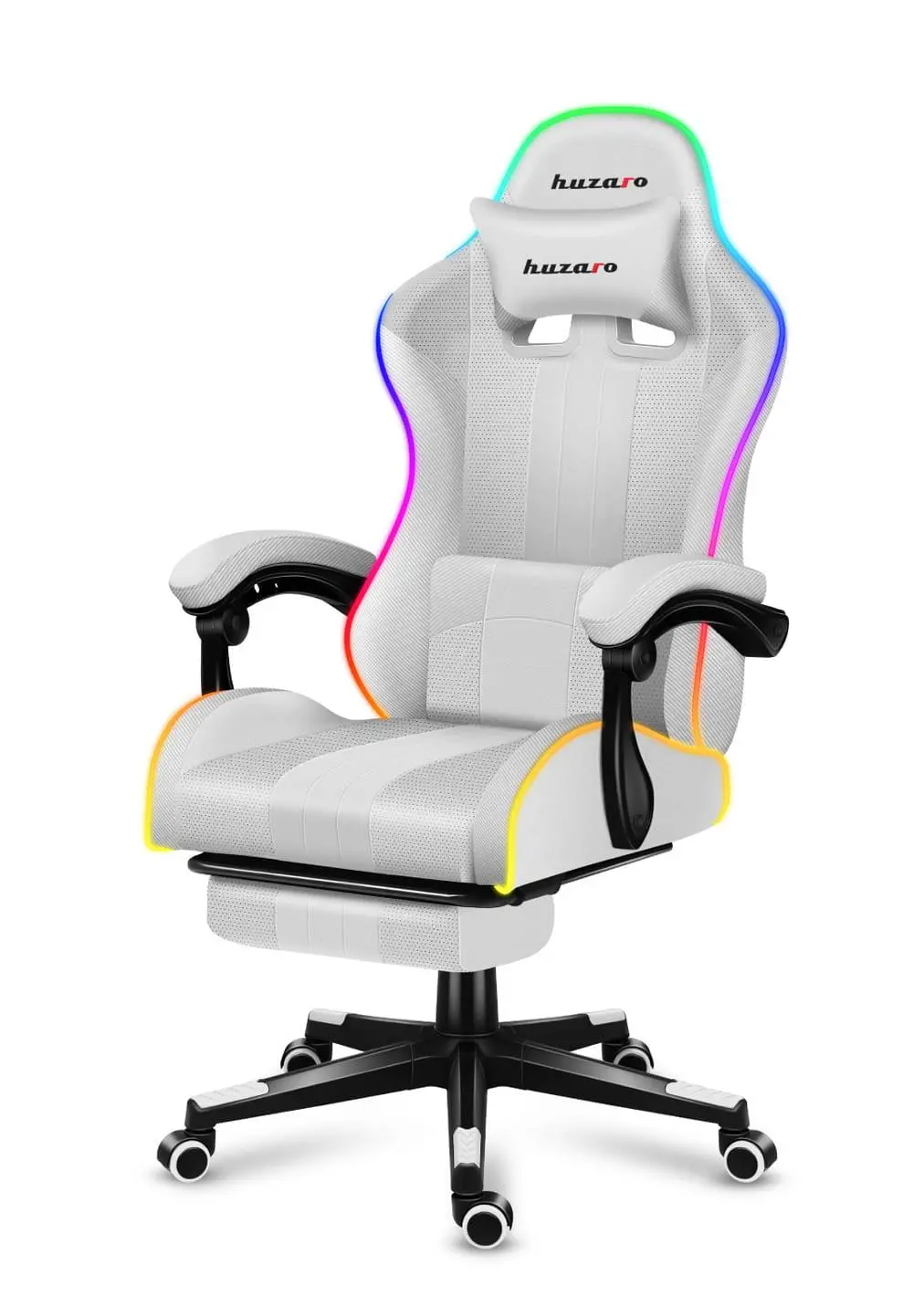 Fotel Huzaro Force 4.7 RGB White Mesh Gamingowy do 140kg Tkanina Biały