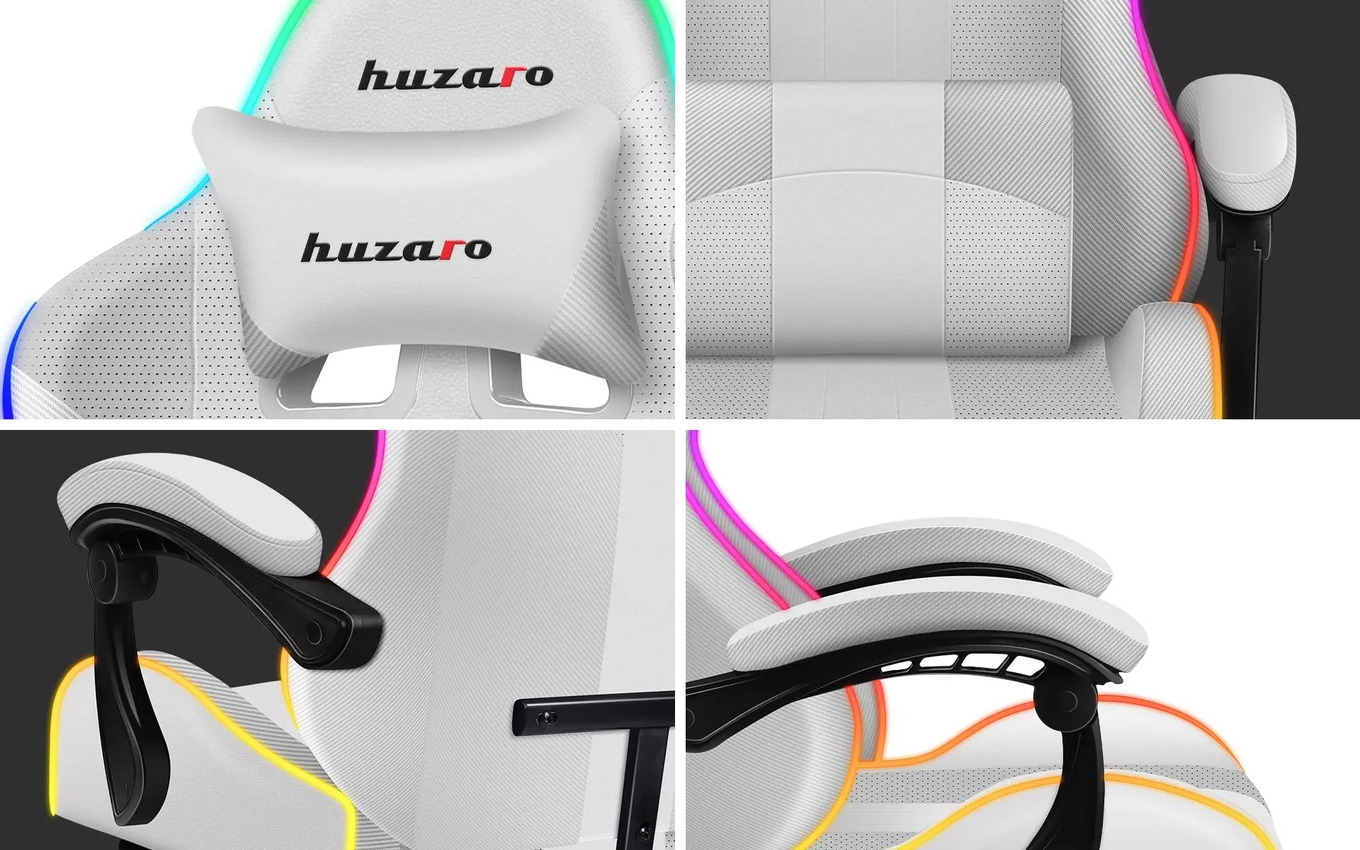 Fotel Huzaro Force 4.7 RGB White Mesh Gamingowy do 140kg Tkanina Biały