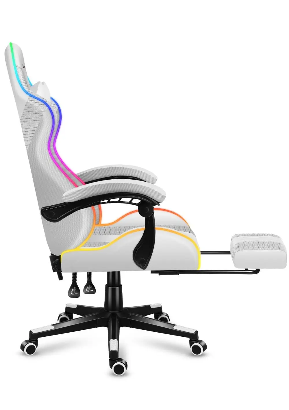 Fotel Huzaro Force 4.7 RGB White Mesh Gamingowy do 140kg Tkanina Biały