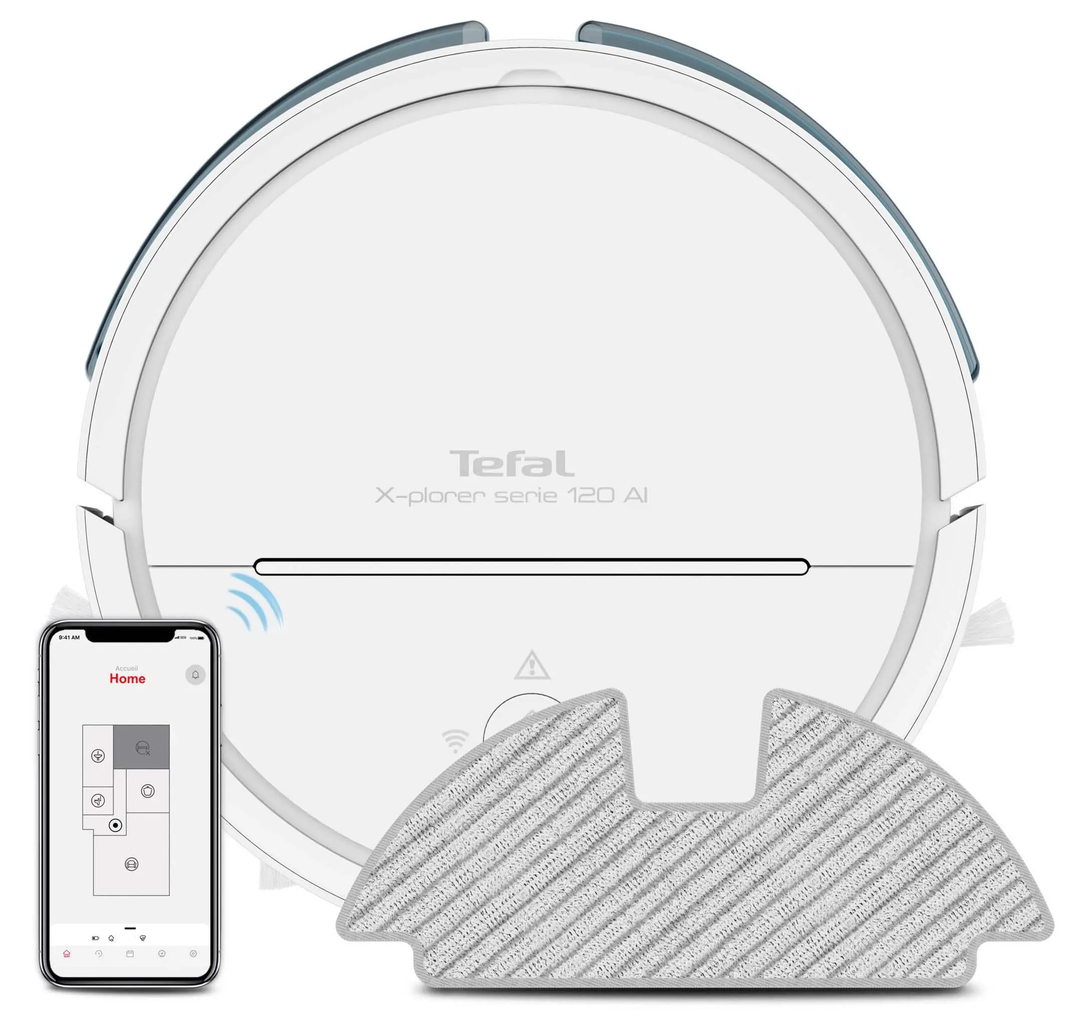 Robot sprzątający Tefal X-plorer Serie 120 AI RG7867 Funkcja mopowania Tworzenie mapy pomieszczenia 65dB
