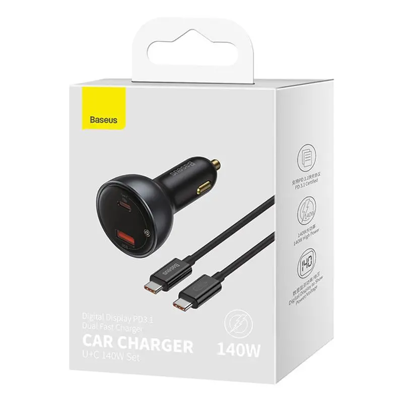 Ładowarka samochodowa Baseus Superme USB-C 140W Czarny